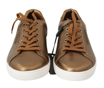 Dolce & Gabbana Golden Metallic Leather Sneakers - EU39/US6