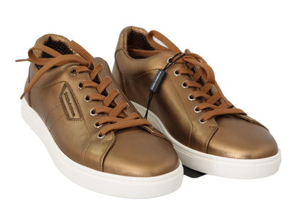 Dolce & Gabbana Golden Metallic Leather Sneakers - EU39/US6