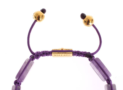 Nialaya Dazzling Diamond Gold-Plated Amethyst Bracelet - M