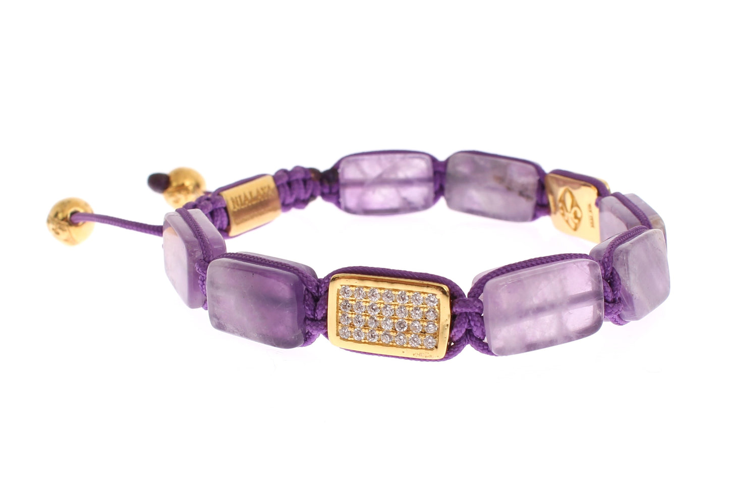 Nialaya Dazzling Diamond Gold-Plated Amethyst Bracelet - M