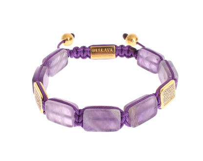 Nialaya Dazzling Diamond Gold-Plated Amethyst Bracelet - M