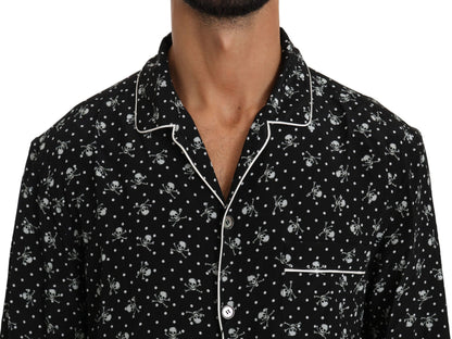 Dolce & Gabbana Elegant Silk Pajama Shirt with Skull Print