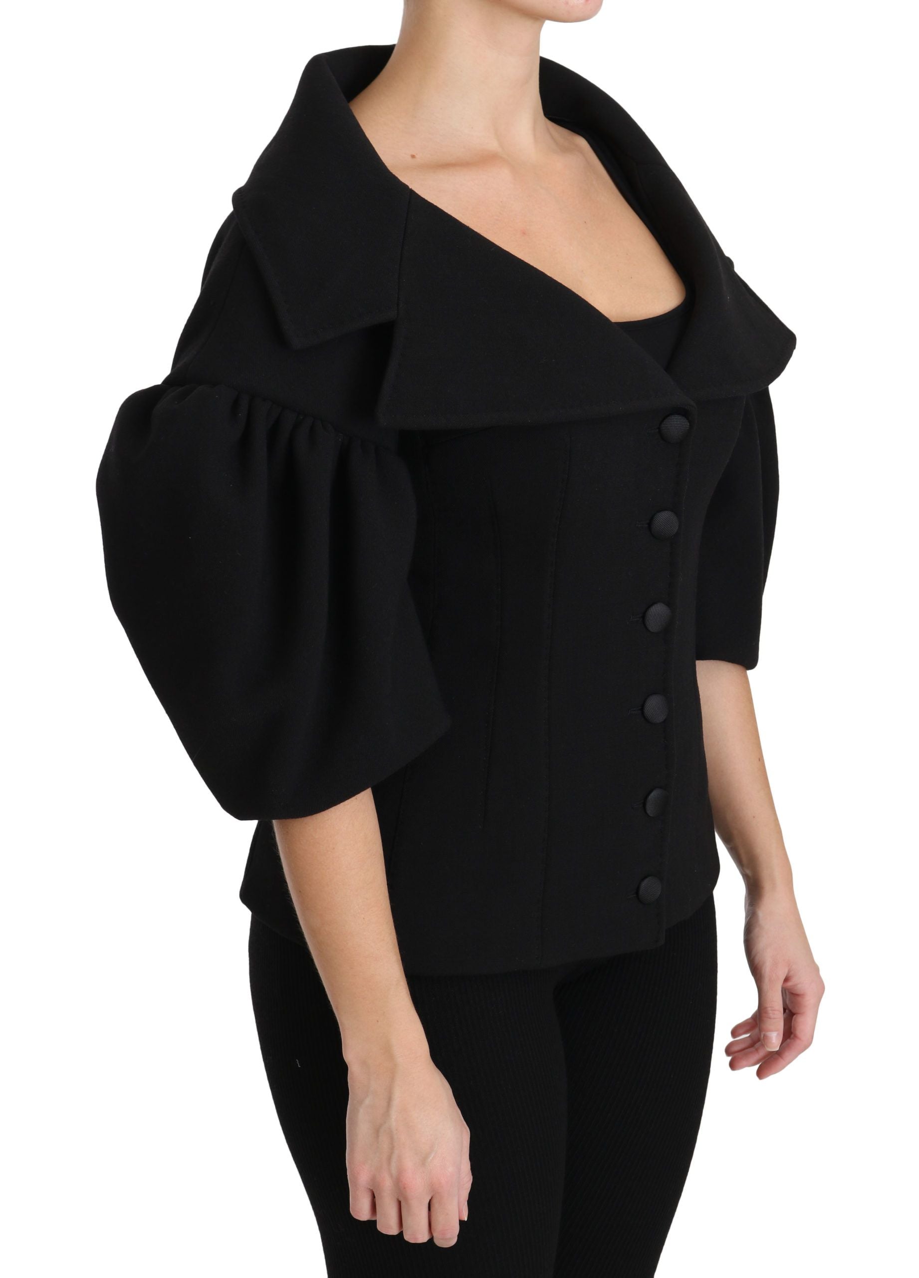 Dolce & Gabbana Elegant Black Virgin Wool Coat - IT40|S