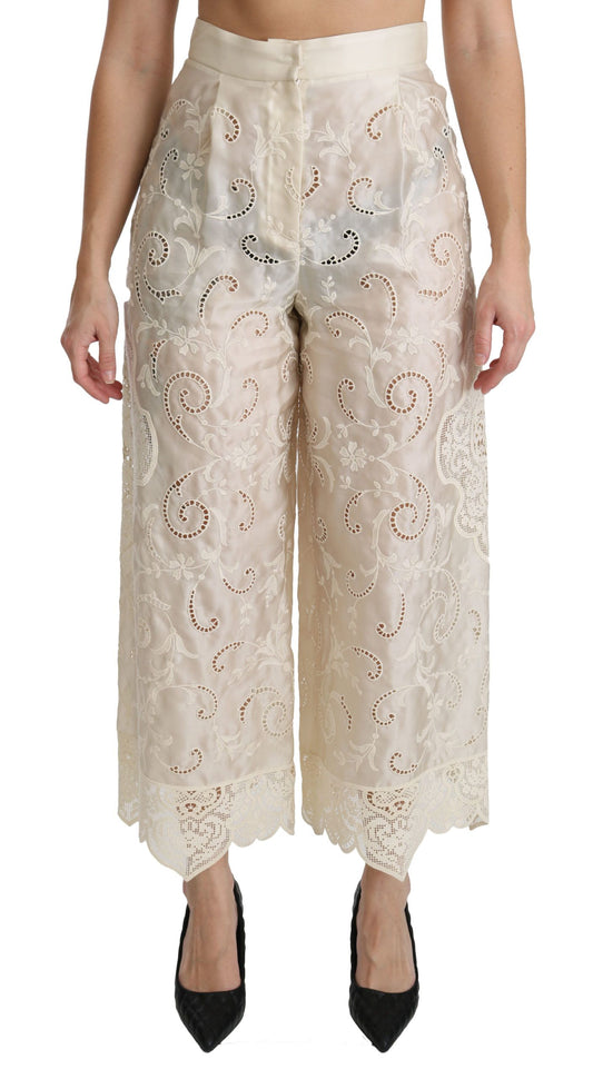 Dolce & Gabbana Elegant High Waist Palazzo Cropped Pants - IT44|L