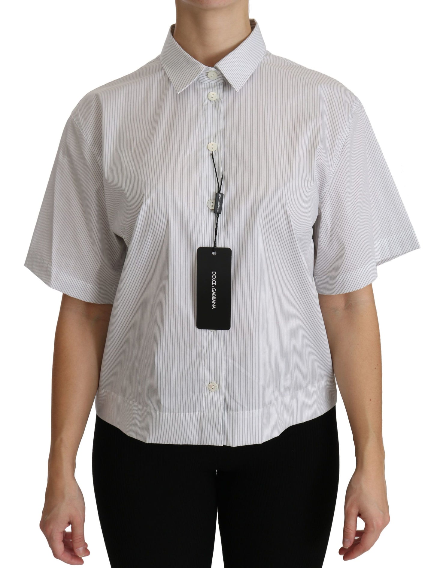 Dolce & Gabbana Elegant White Cotton Polo Top