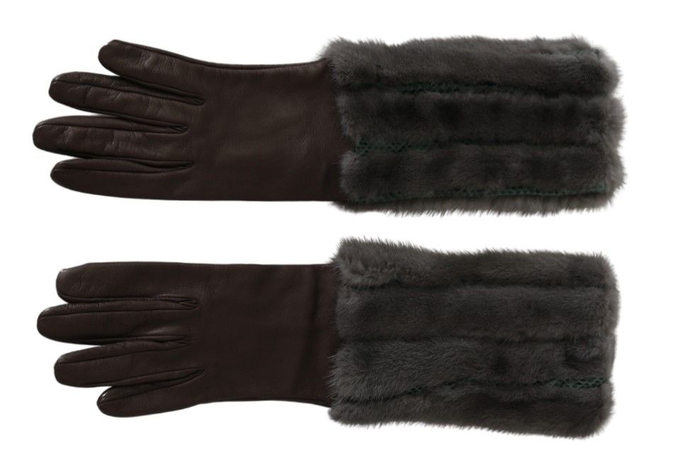 Dolce & Gabbana Elegant Mid-Arm Leather Gloves in Brown - 7.5|S