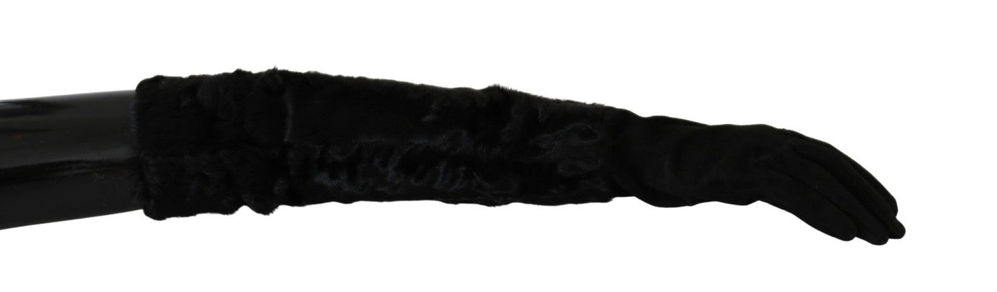 Dolce & Gabbana Elegant Elbow Length Suede Gloves - 7.5|S