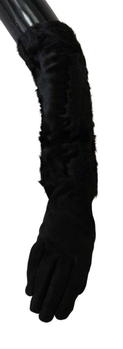 Dolce & Gabbana Elegant Elbow Length Suede Gloves - 7.5|S