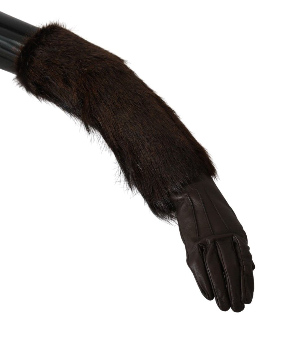 Dolce & Gabbana Elegant Elbow Length Leather Gloves - 7.5|S