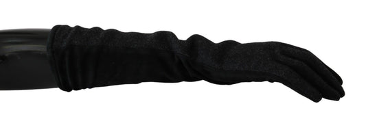 Dolce & Gabbana Elegant Mid-Length Wool Gloves in Black - 7.5|S