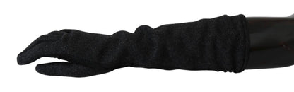 Dolce & Gabbana Elegant Mid-Length Wool Gloves in Black - 7.5|S