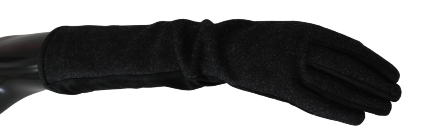 Dolce & Gabbana Elegant Mid-Length Wool Gloves in Black - 7.5|S