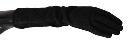 Dolce & Gabbana Elegant Mid-Length Wool Gloves in Black - 7.5|S