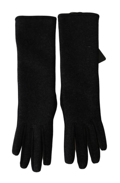 Dolce & Gabbana Elegant Mid-Length Wool Gloves in Black - 7.5|S