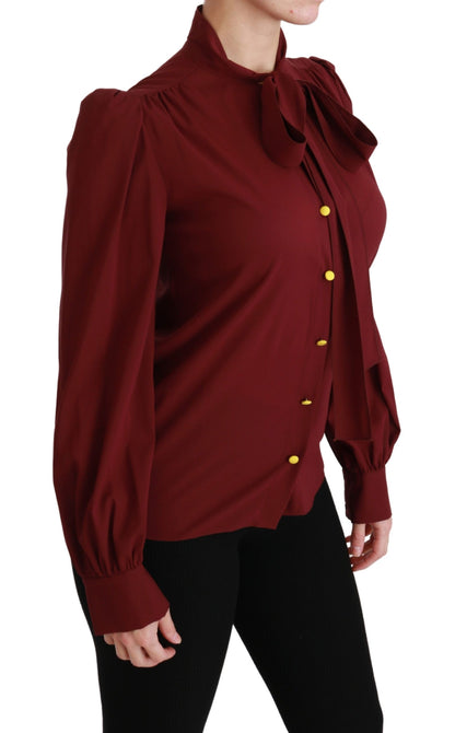 Dolce & Gabbana Elegant Maroon Silk Blend Polo Blouse