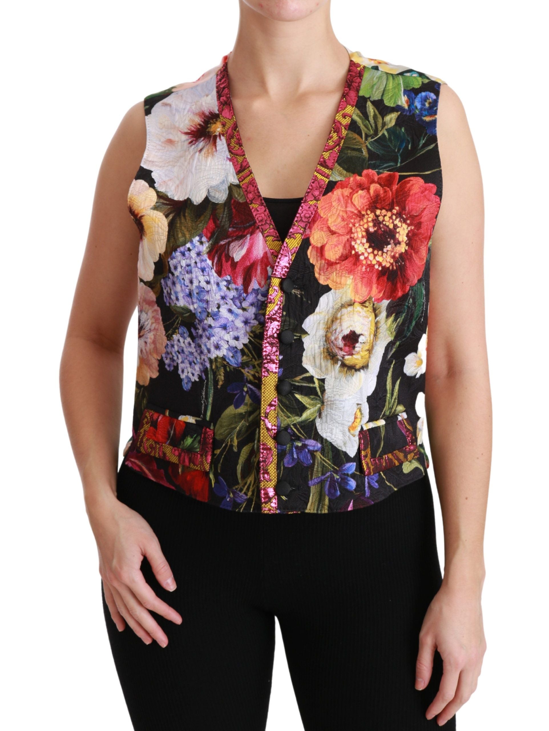 Dolce & Gabbana Multicolor Brocade Floral Sleeveless Vest - IT40|S