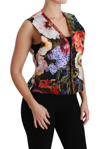 Dolce & Gabbana Multicolor Brocade Floral Sleeveless Vest - IT40|S