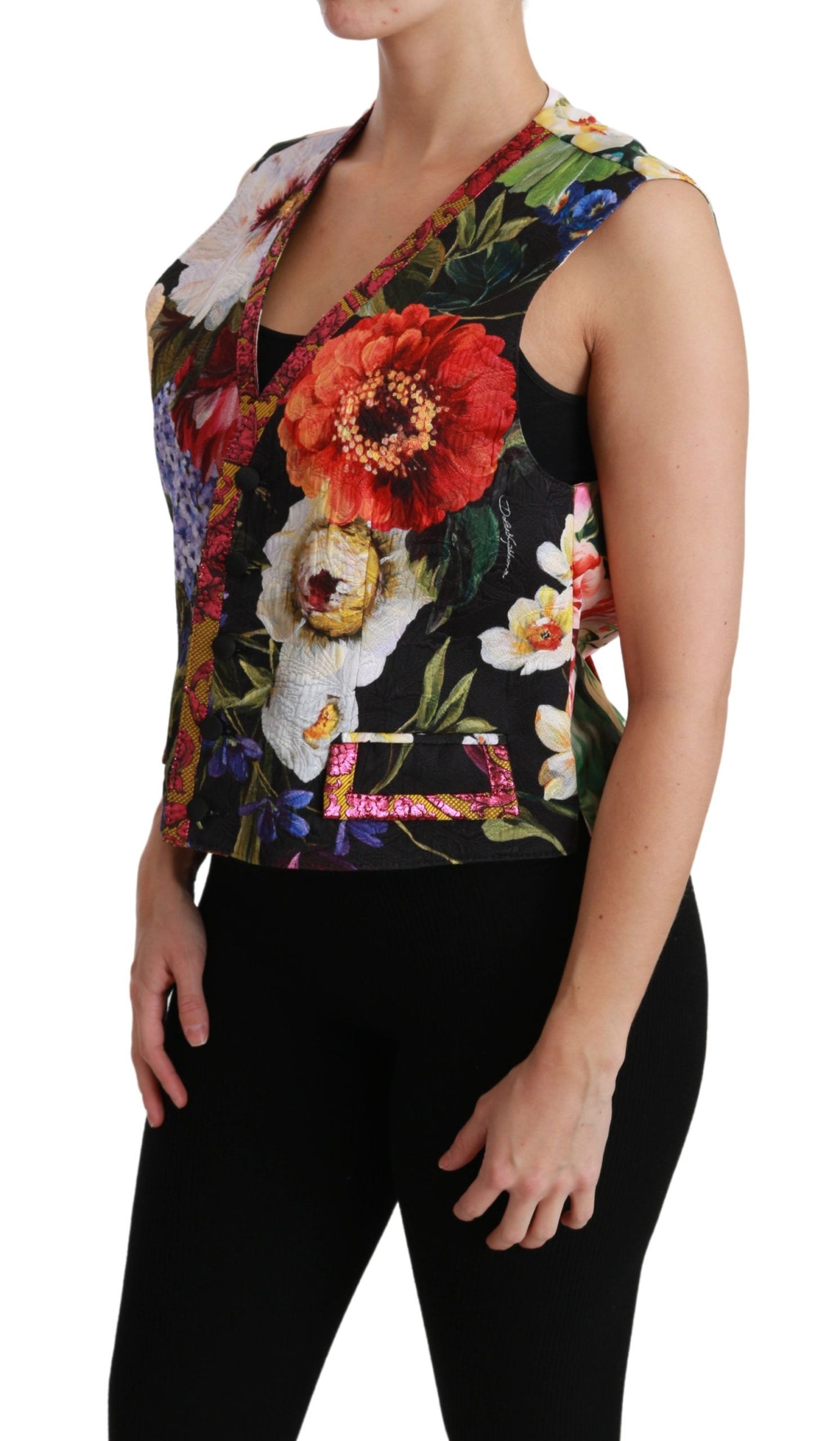 Dolce & Gabbana Multicolor Brocade Floral Sleeveless Vest - IT40|S