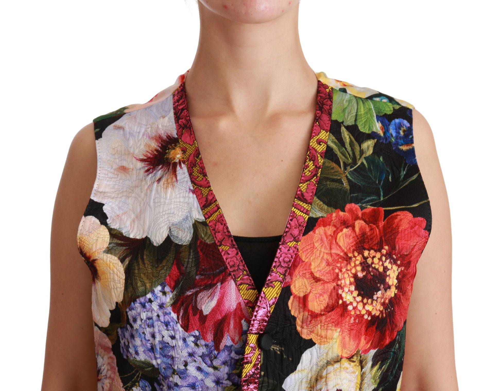 Dolce & Gabbana Multicolor Brocade Floral Sleeveless Vest - IT40|S