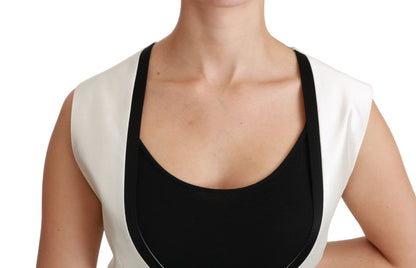 Dolce & Gabbana Elegant Silk Sleeveless Vest in Black & White - IT40|S