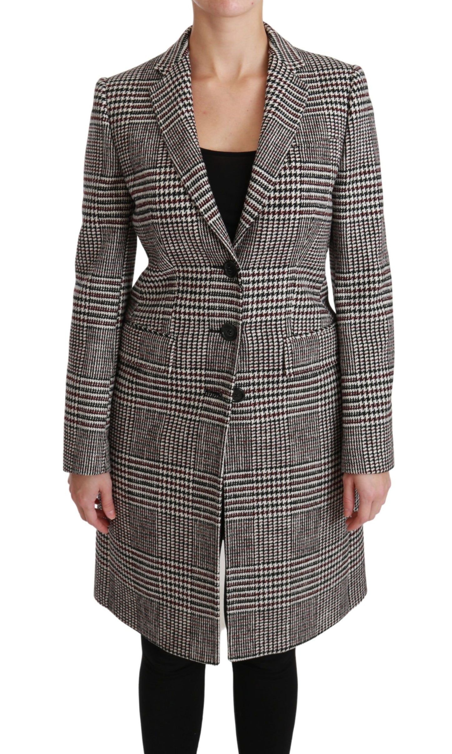 Dolce & Gabbana Elegant Multicolor Checked Knee-Length Jacket Coat - IT40|S