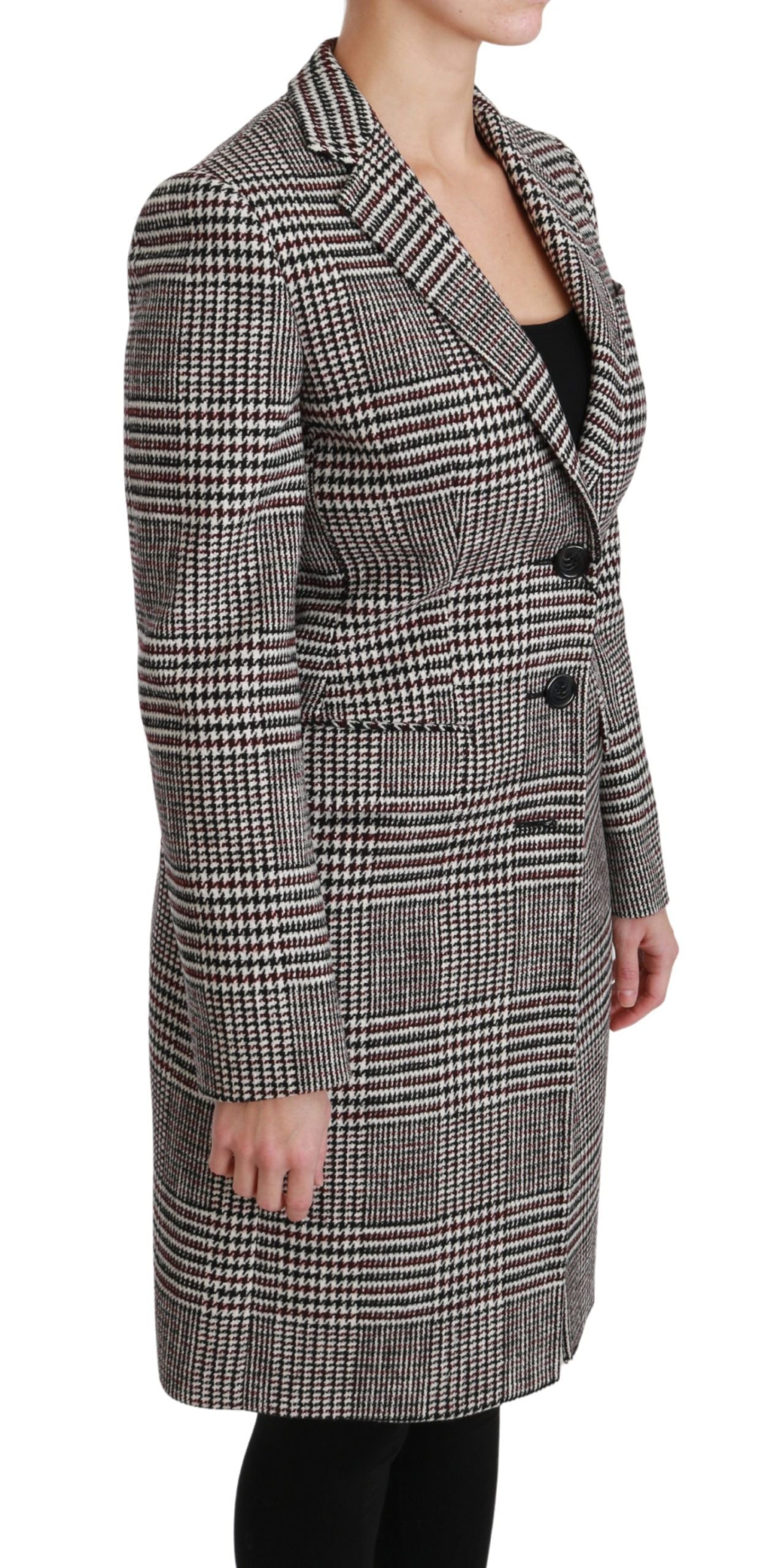 Dolce & Gabbana Elegant Multicolor Checked Knee-Length Jacket Coat - IT40|S