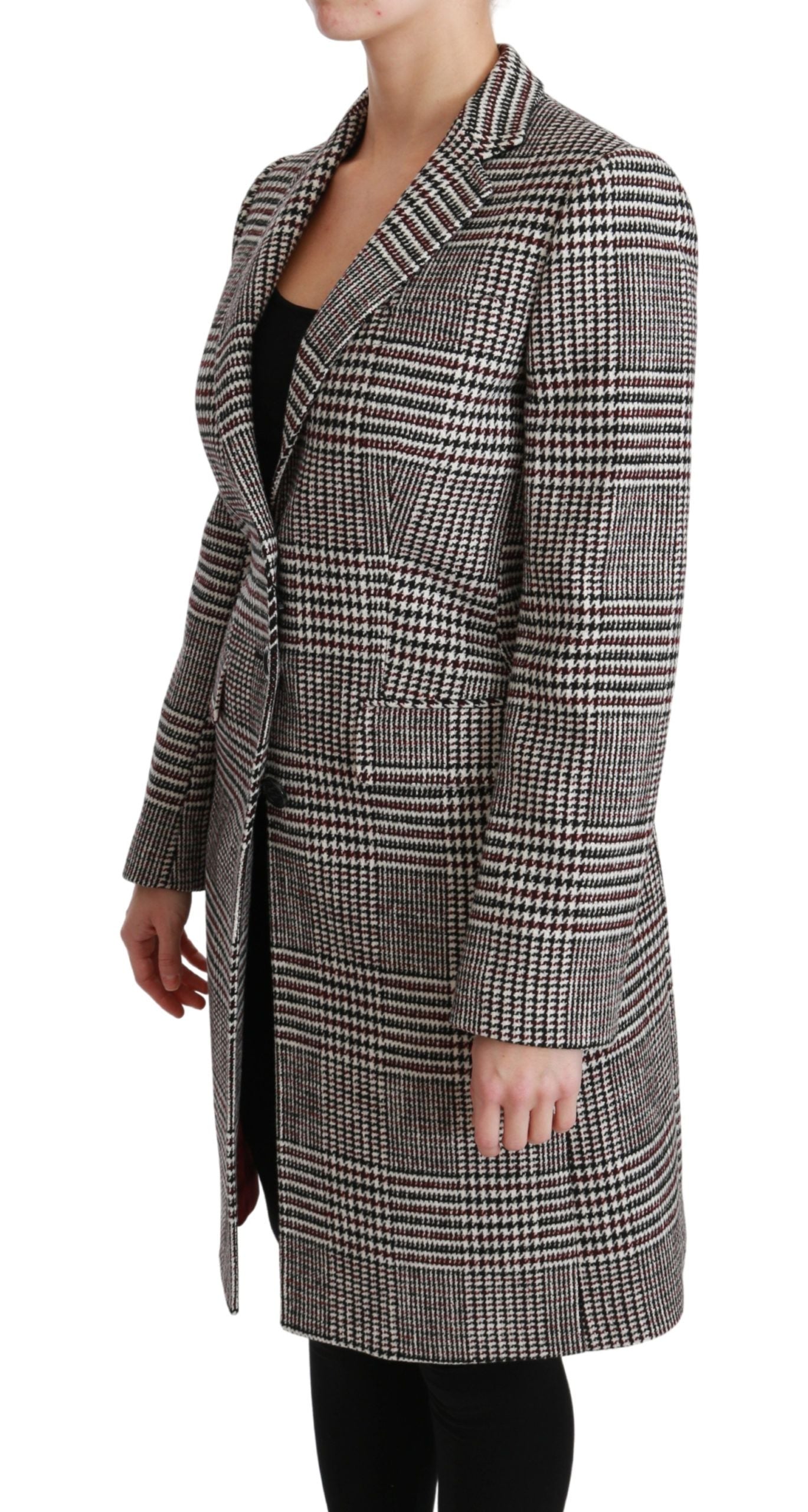 Dolce & Gabbana Elegant Multicolor Checked Knee-Length Jacket Coat - IT40|S