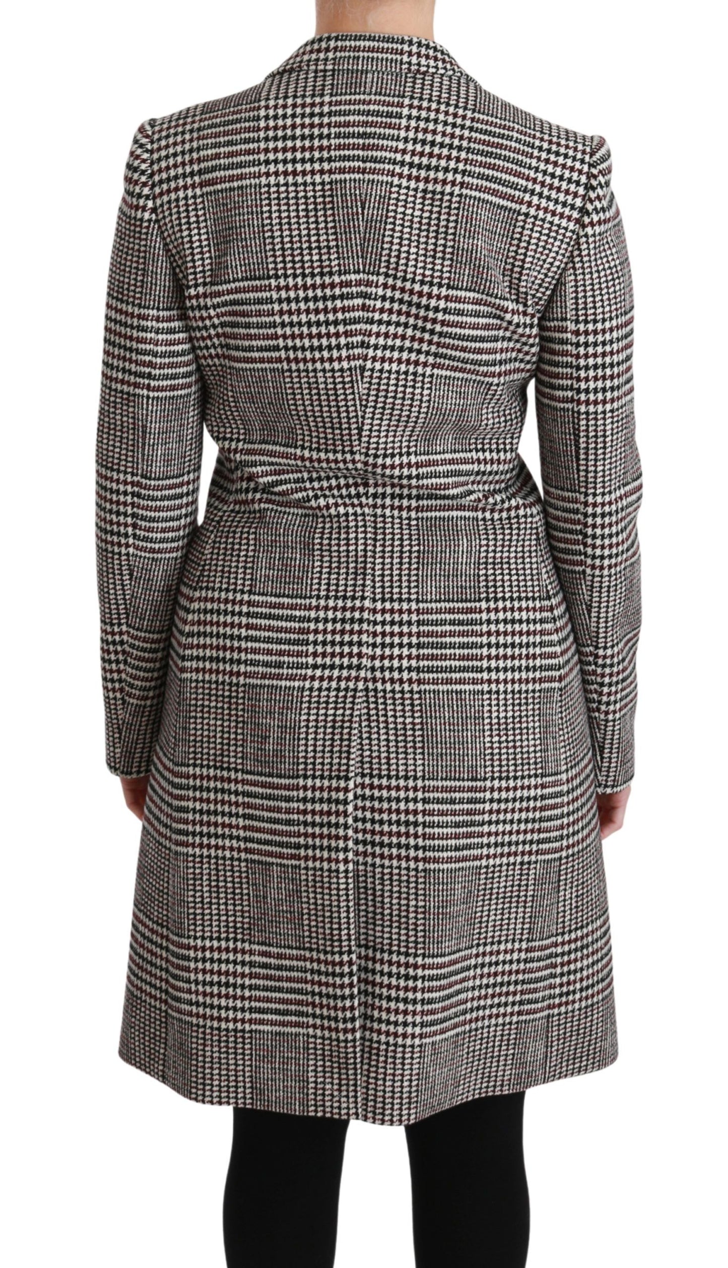 Dolce & Gabbana Elegant Multicolor Checked Knee-Length Jacket Coat - IT40|S