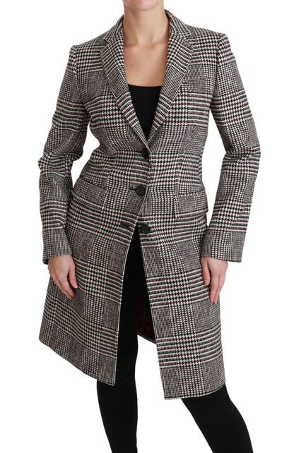 Dolce & Gabbana Elegant Multicolor Checked Knee-Length Jacket Coat - IT40|S