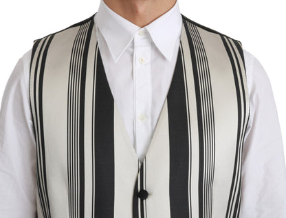 Dolce & Gabbana Stripe Cotton Silk Dress Vest