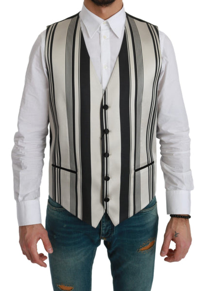 Dolce & Gabbana Stripe Cotton Silk Dress Vest