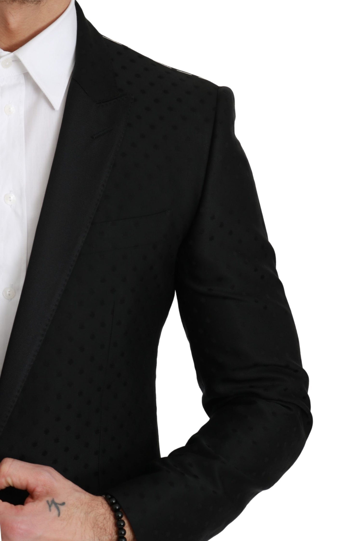 Dolce & Gabbana Elegant Black Polka Dotted Wool Blend Blazer