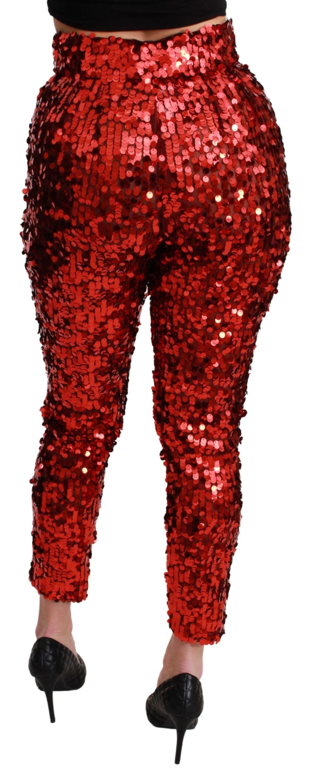 Dolce & Gabbana Elegant High-Waist Cropped Red Trousers - IT40|S