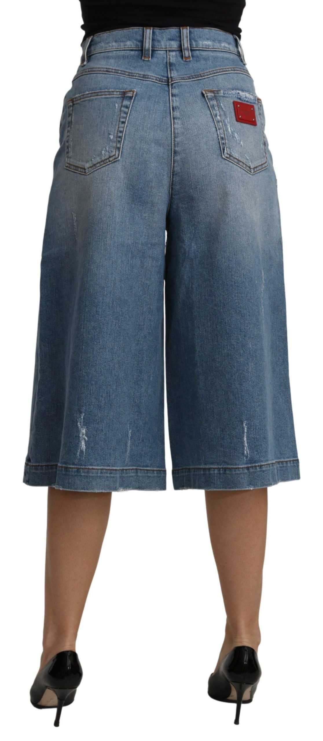 Dolce & Gabbana Elegant Wide Leg Cropped Denim Trousers