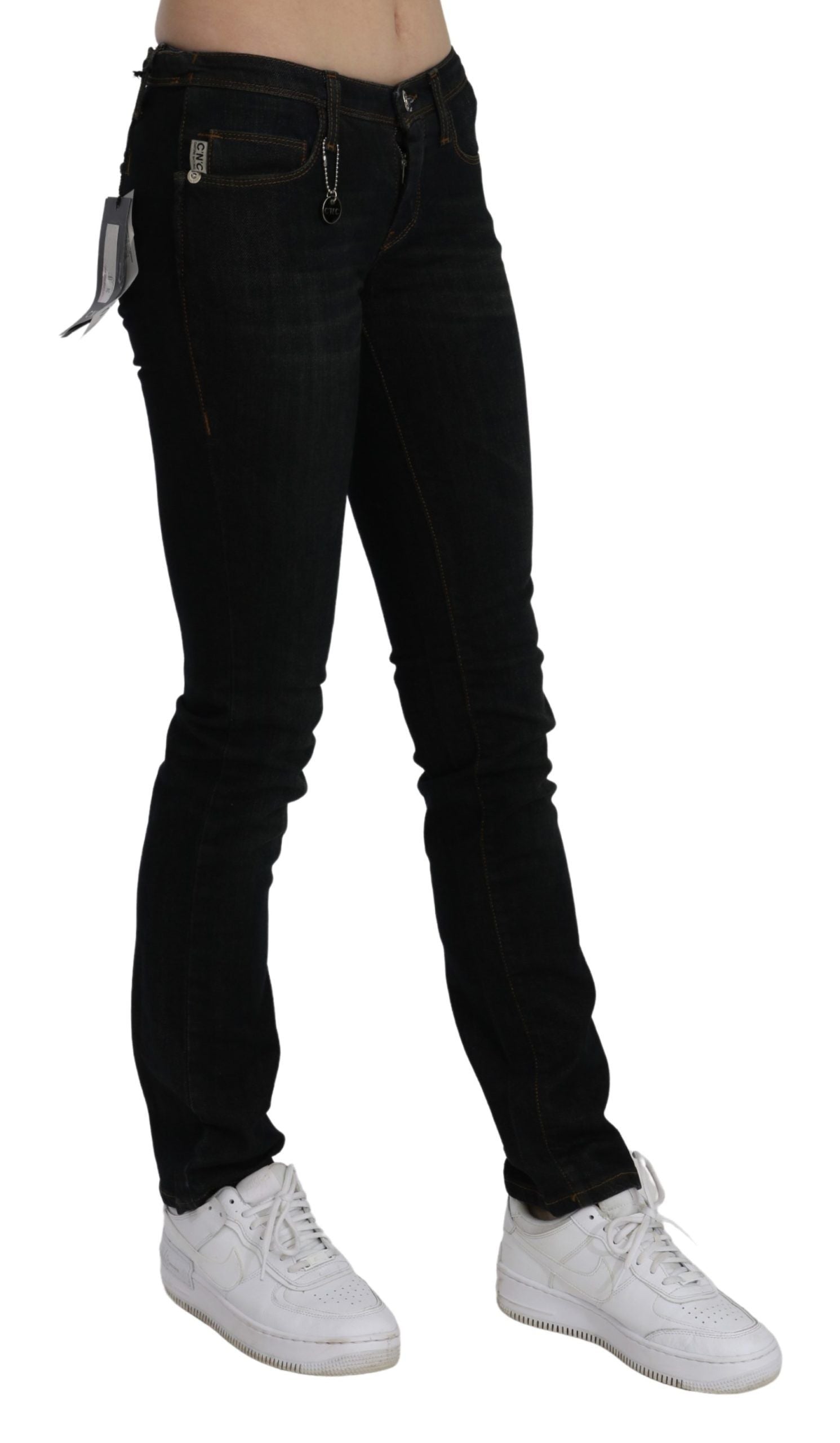 Costume National Chic Black Mid Waist Slim Fit Denim Jeans - W24