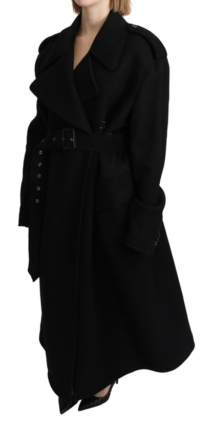 Dolce & Gabbana Elegant Black Wool Trenchcoat - IT40 | M