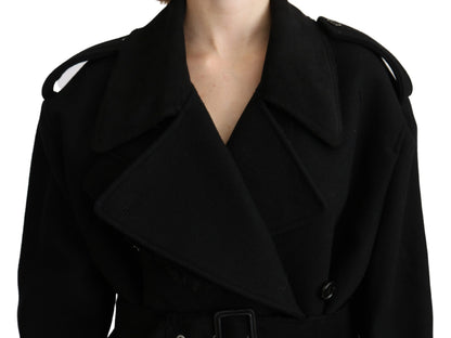 Dolce & Gabbana Elegant Black Wool Trenchcoat - IT40 | M