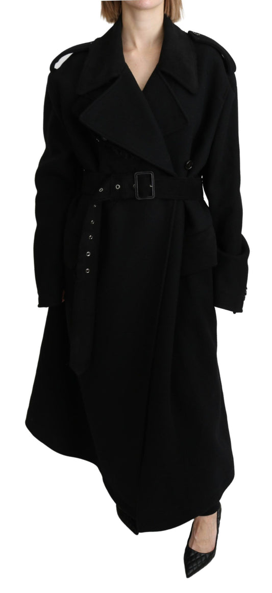 Dolce & Gabbana Elegant Black Wool Trenchcoat - IT40 | M