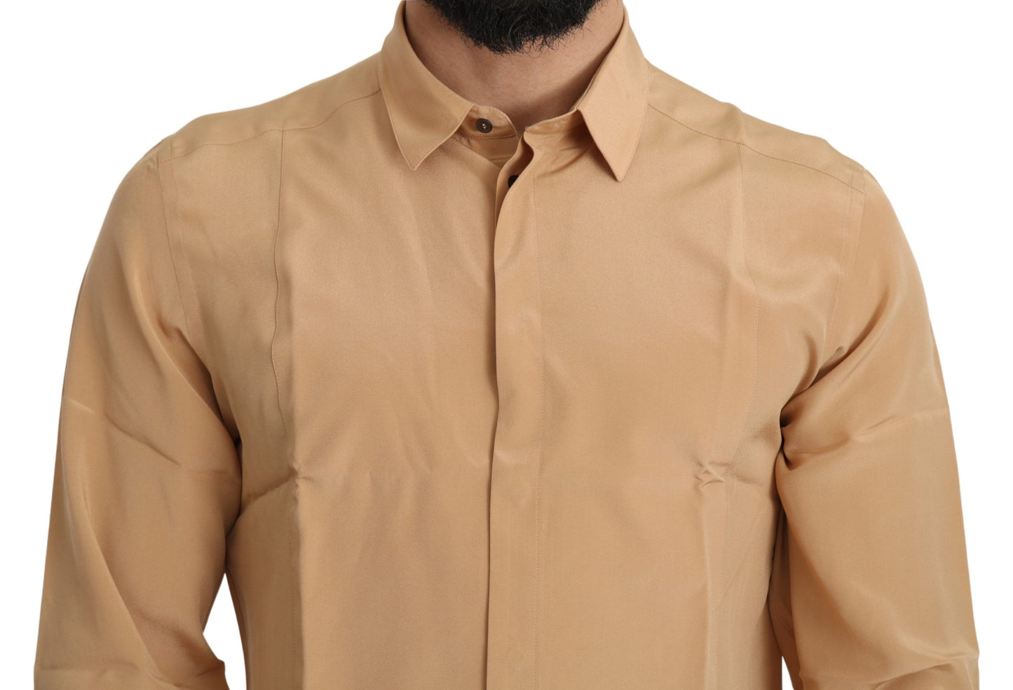 Dolce & Gabbana Elegant Yellow Silk Men’s Formal Shirt - IT38 | XS