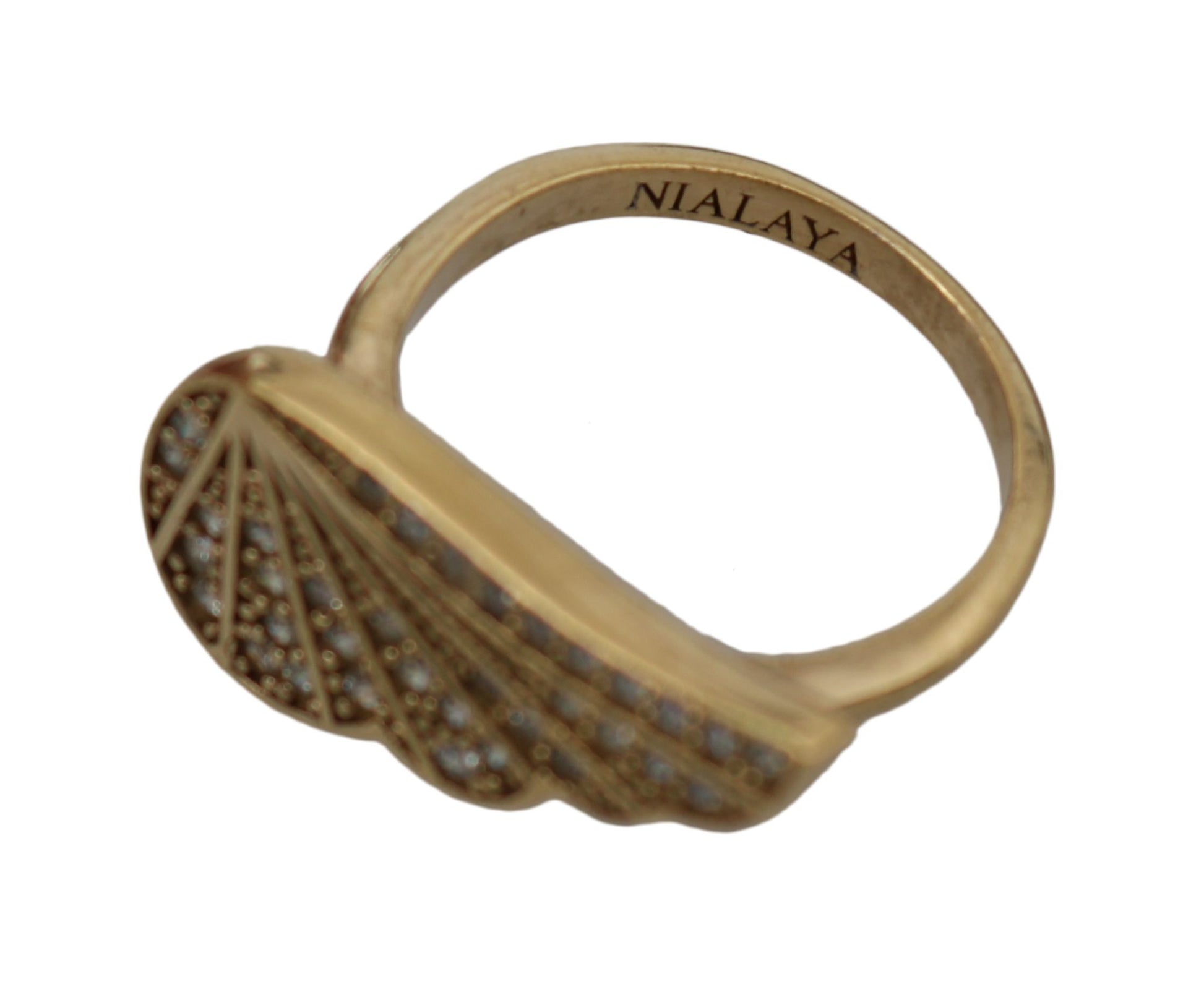 Nialaya Elegant Gold-Crystal Embellished Ring - EU51 | US5,5