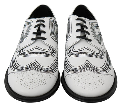 Dolce & Gabbana Elegant White Leather Derby Shoes - EU44/US11