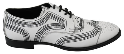 Dolce & Gabbana Elegant White Leather Derby Shoes - EU44/US11