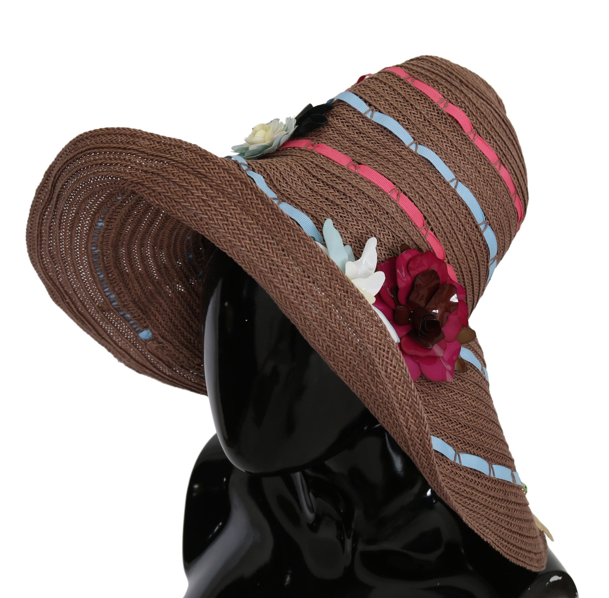 Dolce & Gabbana Elegant Floppy Straw Hat with Floral Accents - 58 cm|M