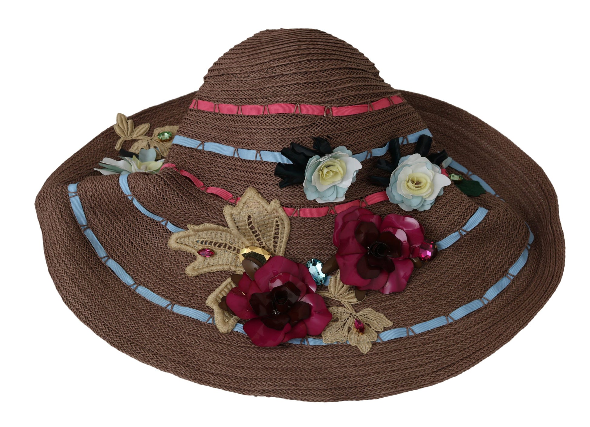 Dolce & Gabbana Elegant Floppy Straw Hat with Floral Accents - 58 cm|M