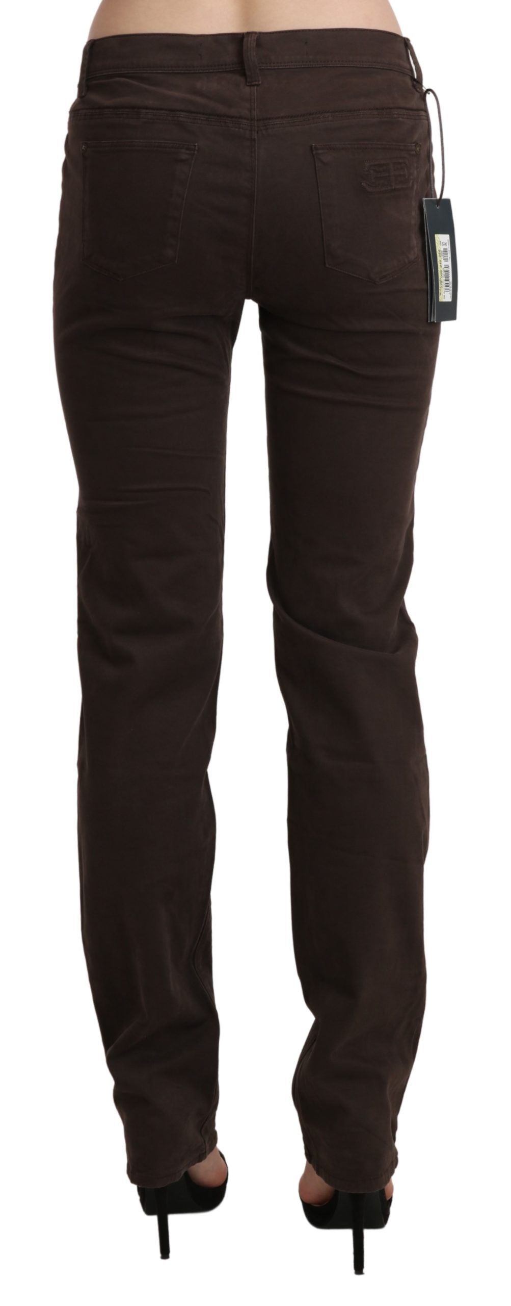 Ermanno Scervino Chic Brown Mid Waist Skinny Trousers - W32