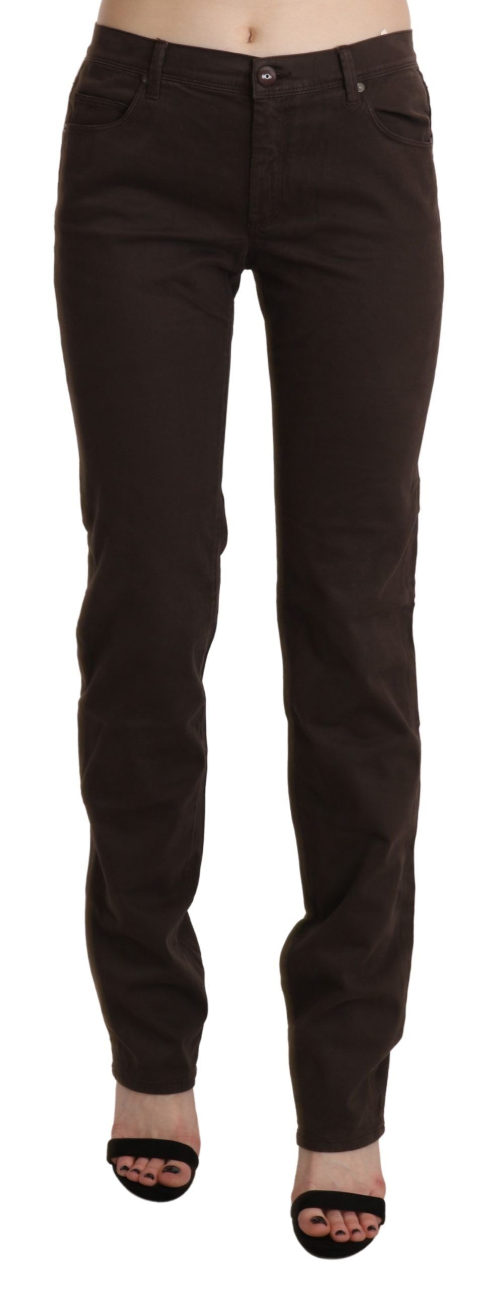 Ermanno Scervino Chic Brown Mid Waist Skinny Trousers - W32