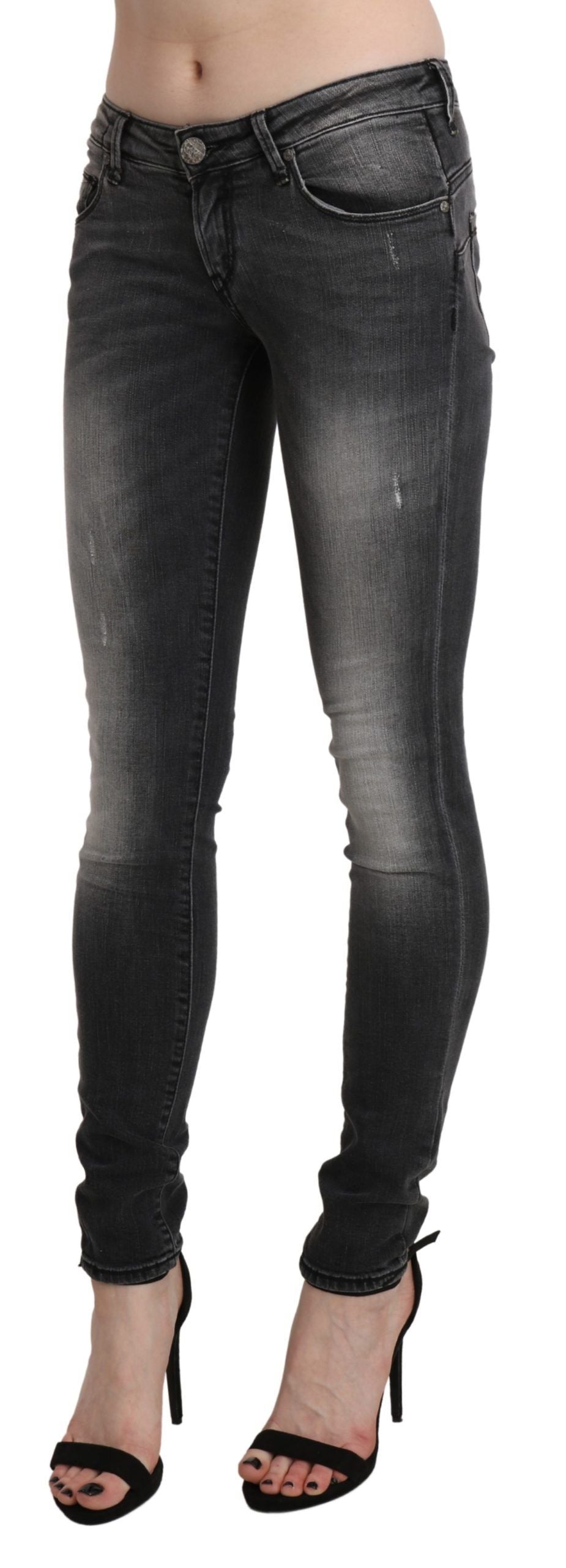 Acht Sleek Low Waist Skinny Denim in Black Wash - W27