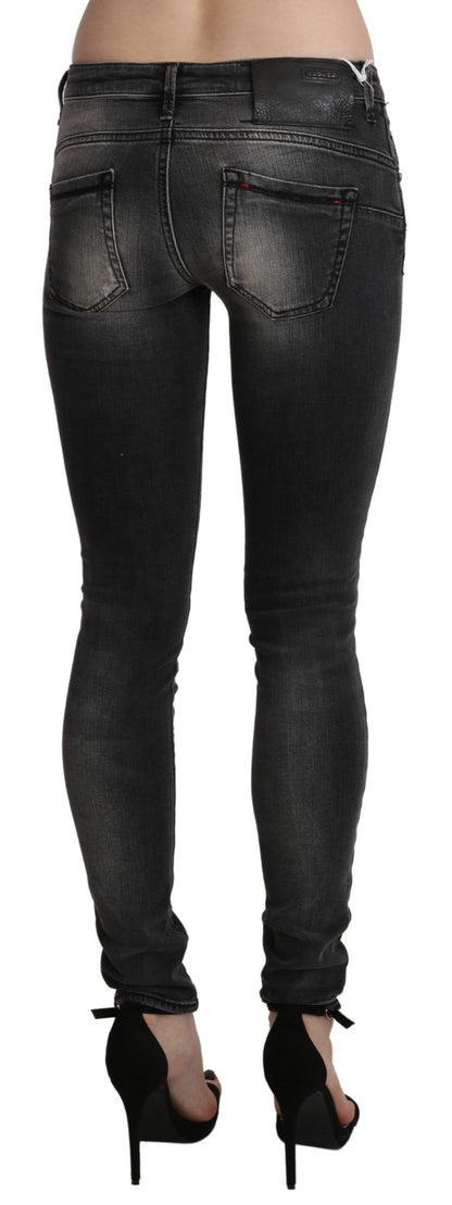 Acht Sleek Low Waist Skinny Denim in Black Wash - W27