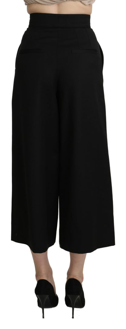 Dolce & Gabbana Elegant High Waist Wide Leg Virgin Wool Trousers - IT36 | XS