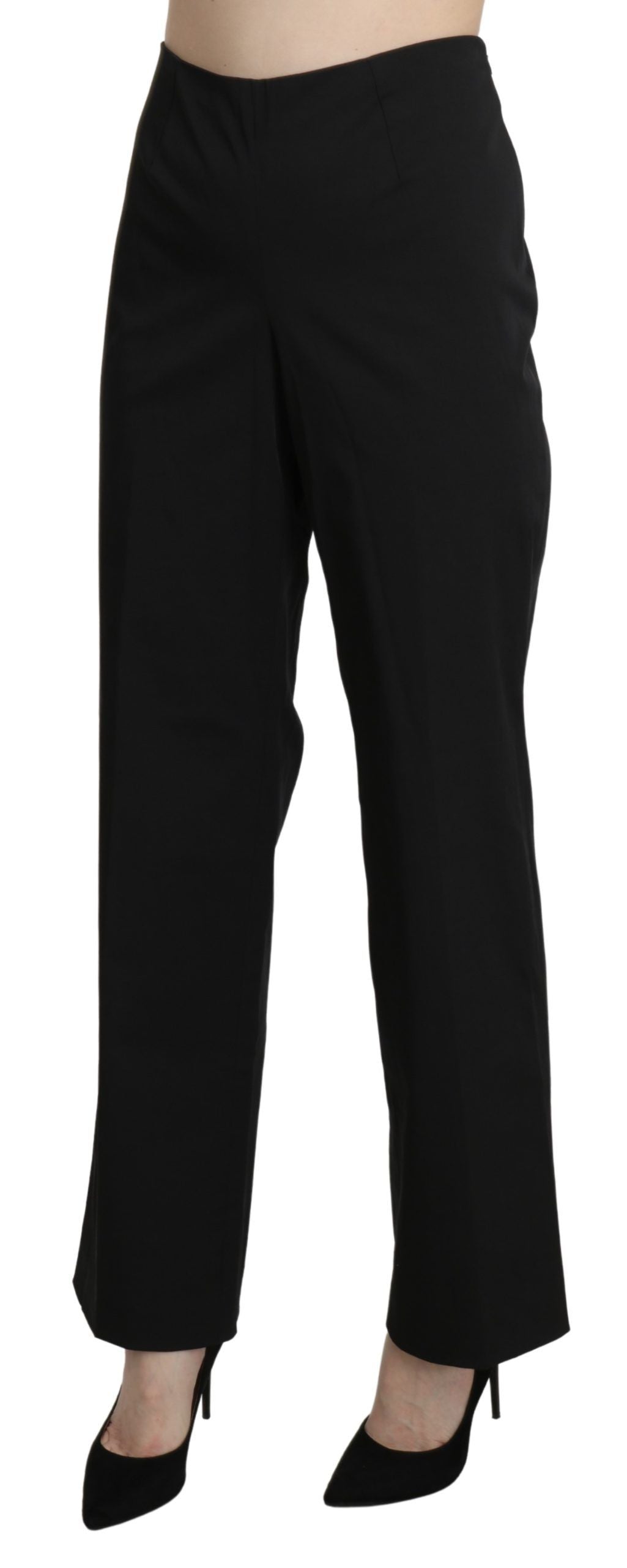 BENCIVENGA Elegant High Waist Straight Black Pants - IT46|XL